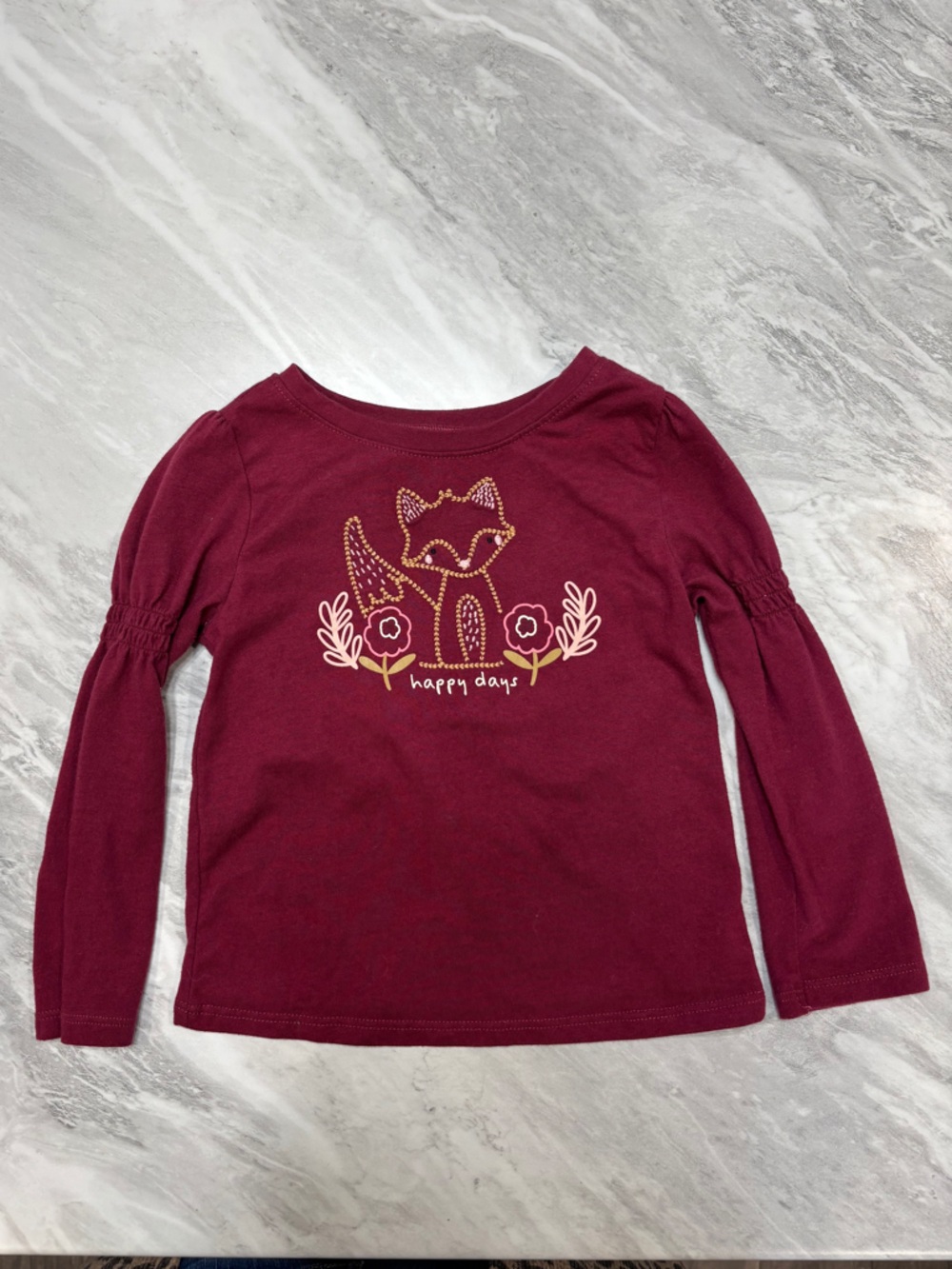 Deep red fox stitched long sleeve shirt